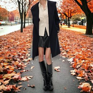 Zara Womens Manteco Wool‎ Bend Coat Overcoat Belted XS Black Trench Old Money